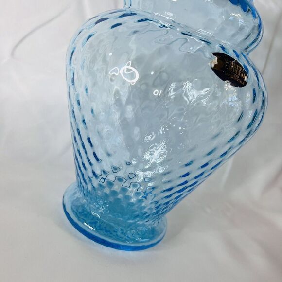 White Cristal French Aqua Blue Turquoise Vase Made in Italy w Label 12.5“ Tall - Picture 4 of 9